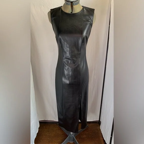 NWT, House OF Harlow 1960 Faux Leather Black Dress size XS/TP - Picture 4 of 5